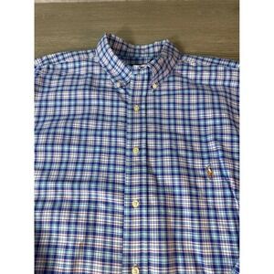 Ralph Lauren Mens XLT Vibrant Blue Plaid Button Down Shirt Long Sleeve Cotton